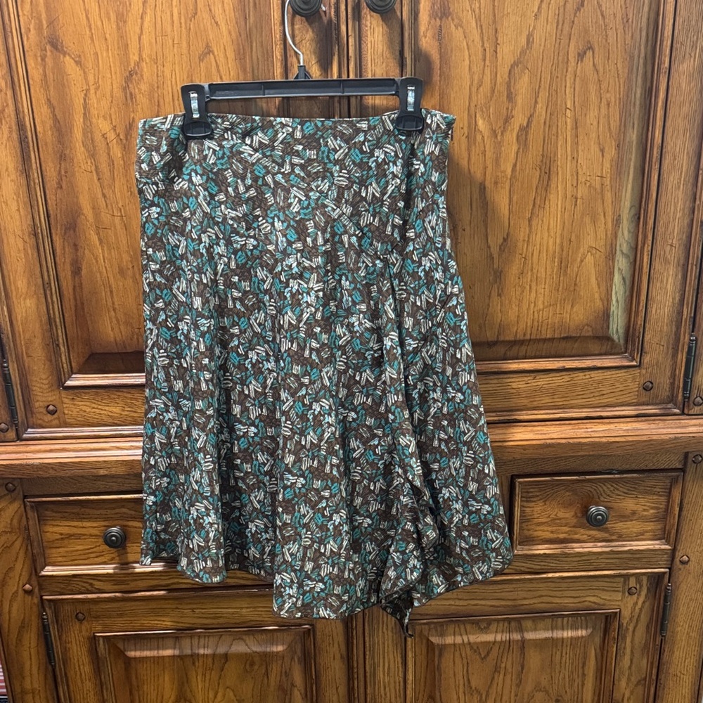 Liz Claiborne Teal and Brown Skater Skirt